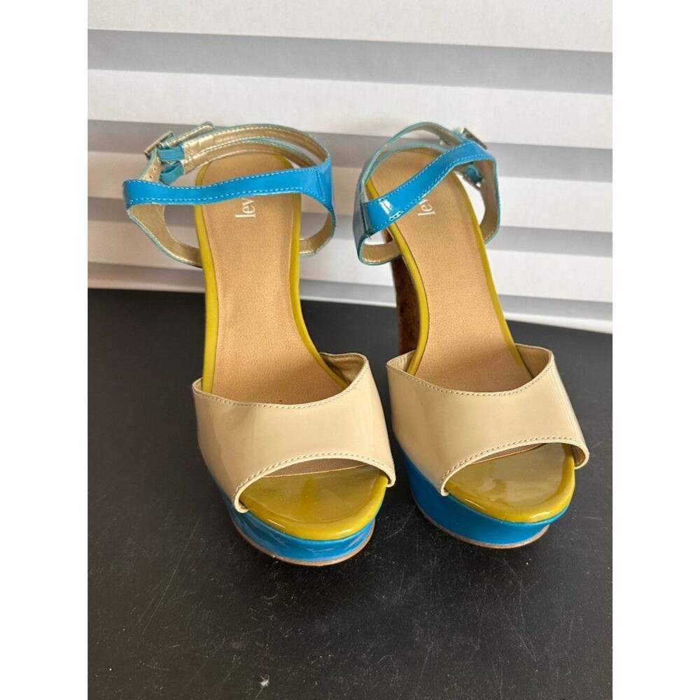 Levity Blue Green Platform Sandals Size 9 Womens Shoes